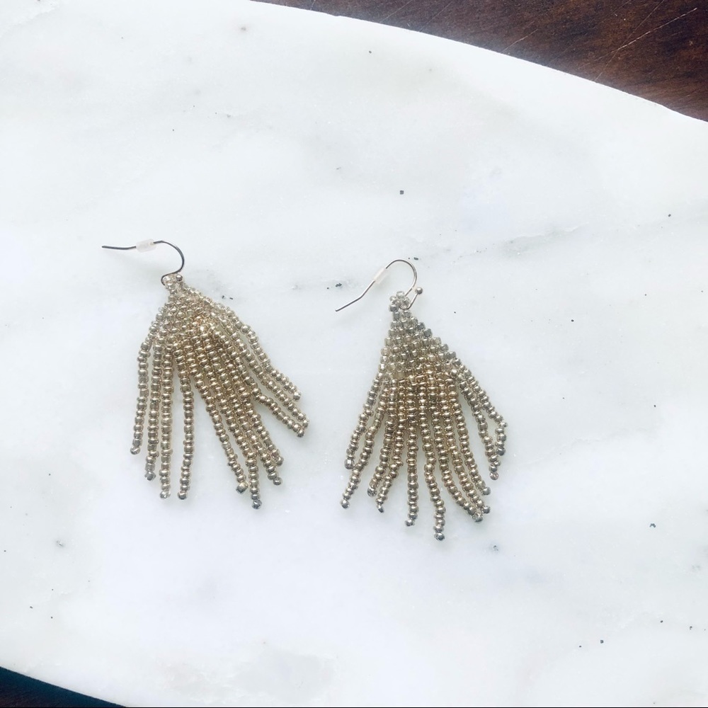 Gold Fringe Beaded Earrings